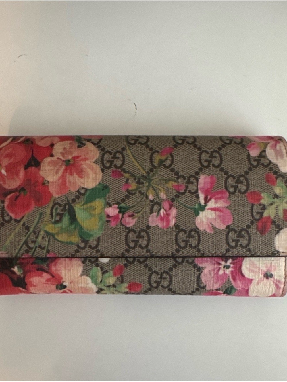 Gucci Floral GG Supreme Continental Wallet - Pink, Green, Brown